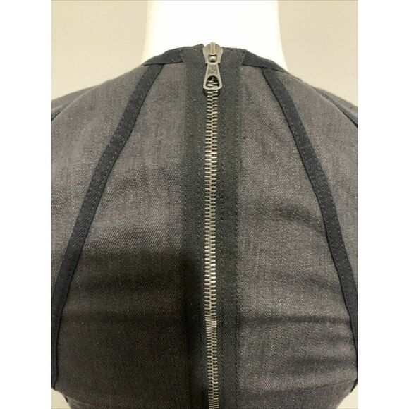 alexander mcqueen authentic Black Denim Jean Tank Bodycon Mini Dress 42 Small - Picture 7 of 10